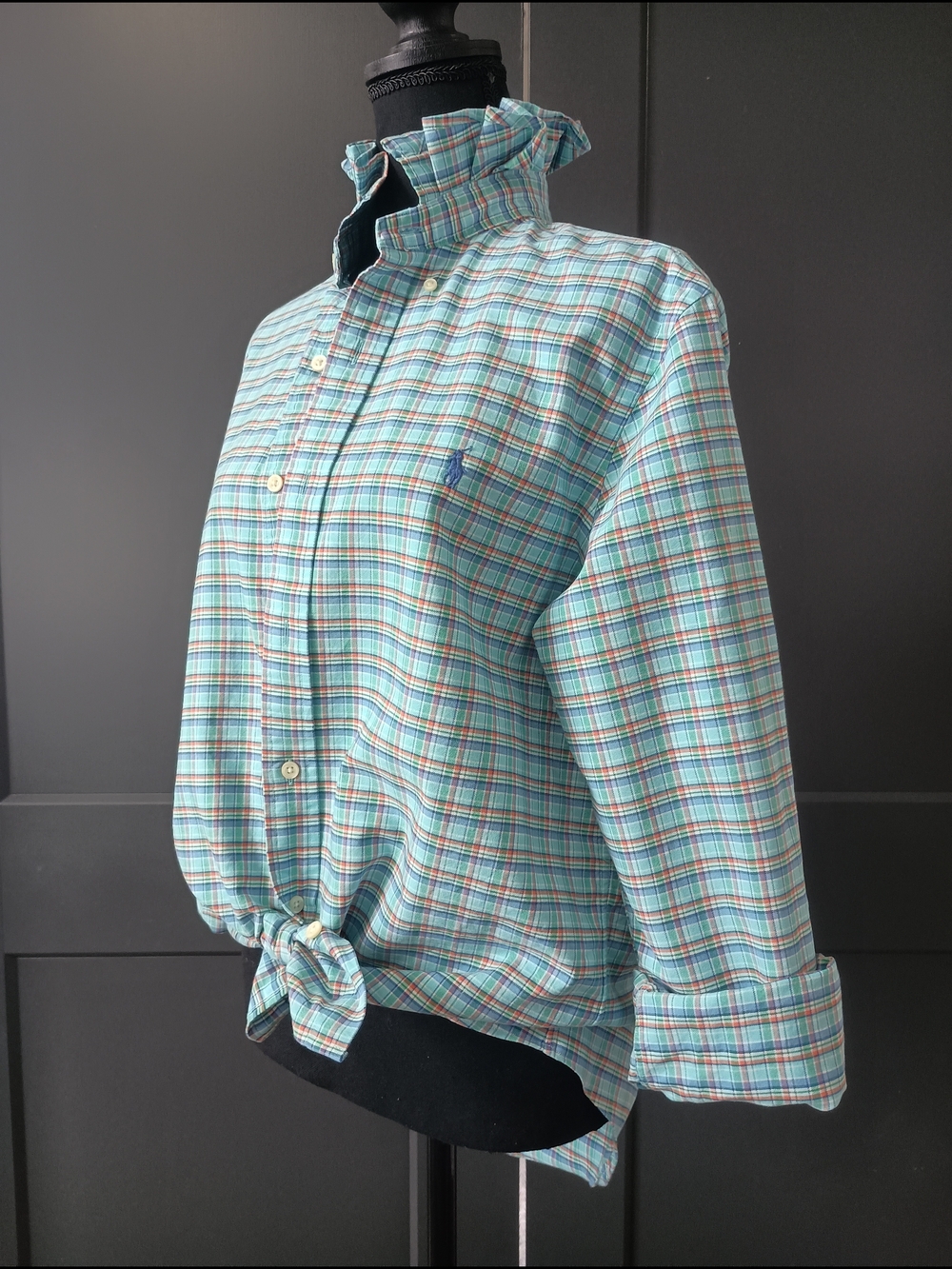 Upcycled Women's Ralph Lauren Ruffled Collar Shirt #078